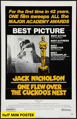 One Flew Over the Cuckoo's Nest (1975) Movie Poster 11x17 Jack Nicholson Classic