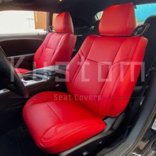 Kustom Seat Covers All Red Waterproof Leather For Dodge Charger 2015-up