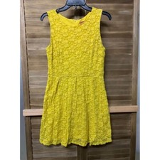Merona Yellow Lace Fit Flare Dress Casual Flirty Y2K Summer Sun Sz Large Petite