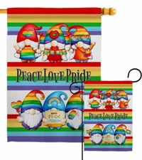 Peace Pride Gnome Garden Flag Decorative Small Gift Yard House Banner