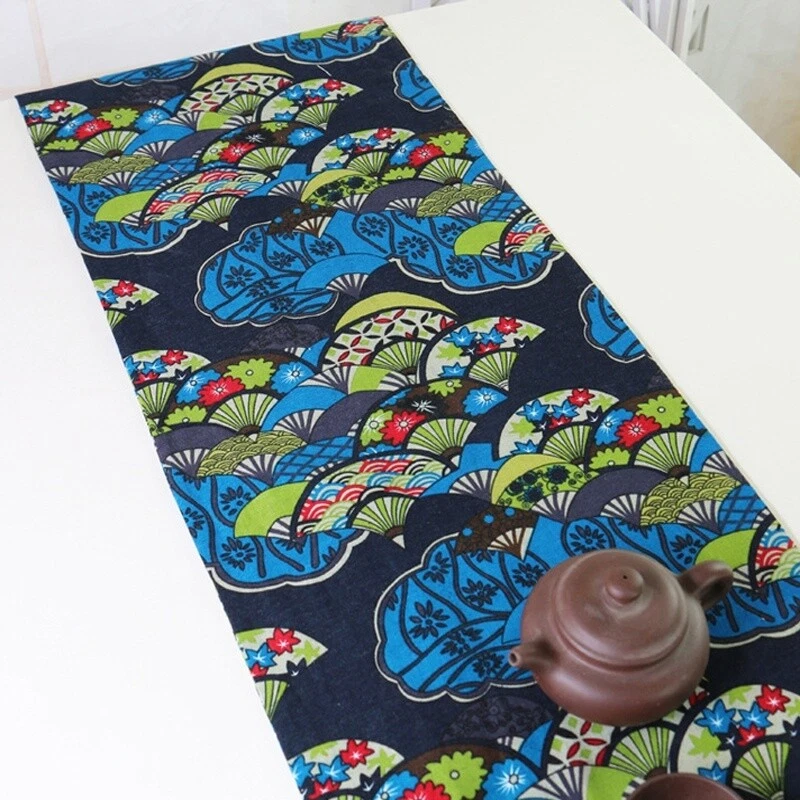 Chinese Tablecloth Table Runner Printed Tassel Cafe Dinning Room Banquet Decor - Image 2 of 4