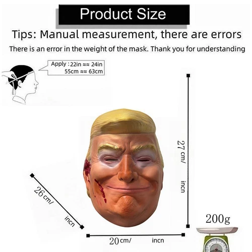 Shooting Bleeding Donald Trump Mask Halloween Rubber Realistic Face Mask -Adult - Picture 11 of 12