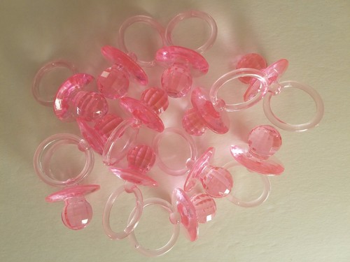 24 Pink Large Fancy Pacifiers Baby Shower Game Its a Girl Favor Prize ...