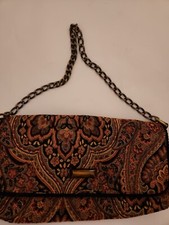 Talbots Shoulder or Clutch Purse Paisley Tapestry Boho Chic Vintage Look