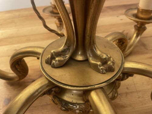 Elegant French 6 arm heavy Gilded Chandelier - good proportions nice quality - Picture 6 of 8