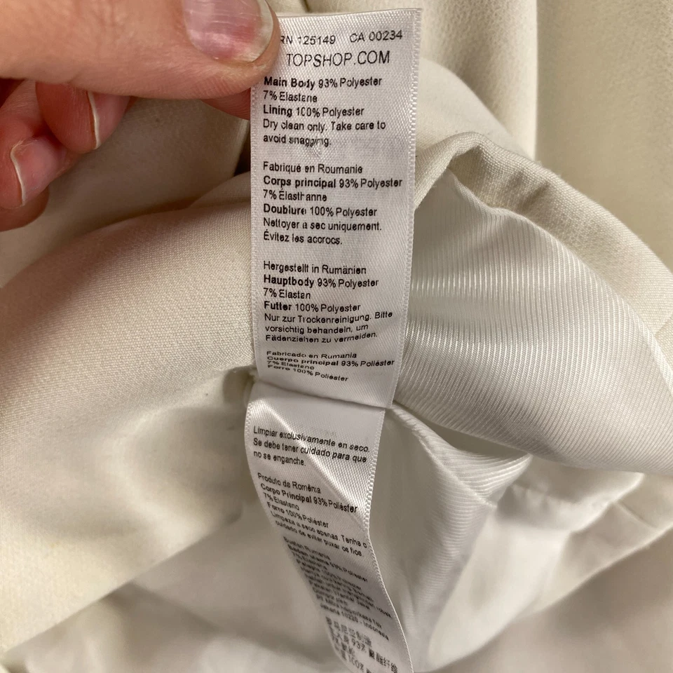 Blazer Topshop Mujer 6 Blanco Cuello Abotonado Manga Larga Forrado Calce Clásico Foto 4 de 4