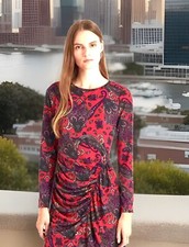 Lauren By Ralph Lauren Women’s   NWT Red Paisley Stretch Dress Retail $145 14