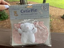 Cutie Pie Girls Pink Mittens And Soft White Bear Toy