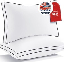 Juego de 2 almohadas de pluma de ganso para dormir tama o queen Blanco US NUEVO