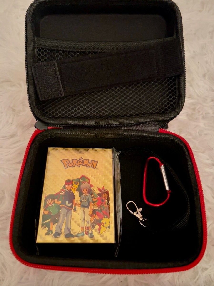 55 PCS Golden Assorted Pokemon Rare Cards with Carrying case