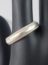 SU Vintage Sterling Silver Grooved Beaded Band Ring Size 8.75 - 4.6 Grams