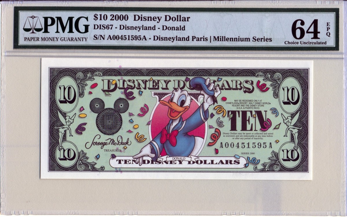 ディズニーダラー　2000年　10ドル　1ドル　1999年　ピン札 ディズニーダラー 2000年 10ドル 1ドル 1999年 ディズニーランド