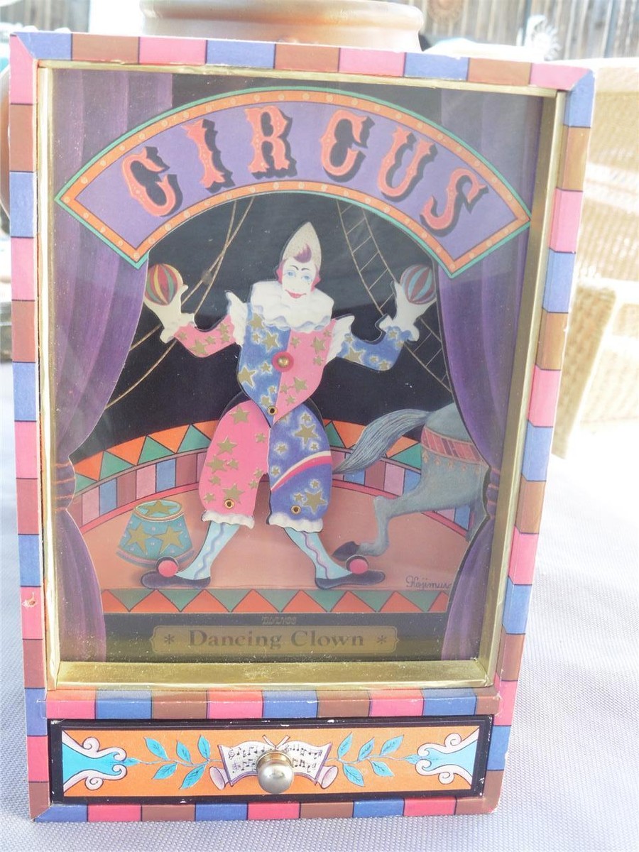 Vintage Circus Dancing Clown Jewelry Music Box Pierrot de