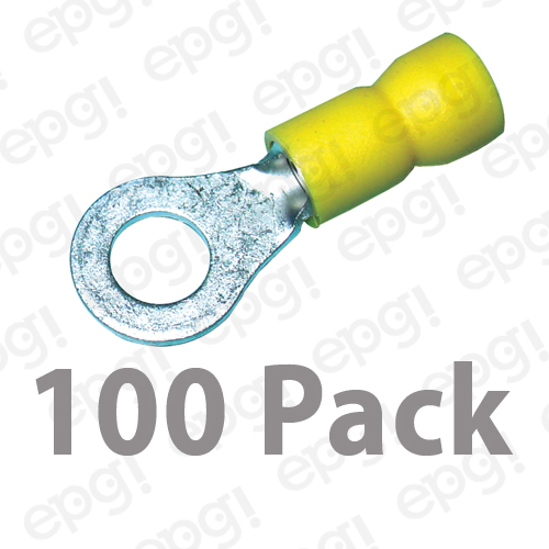 ANILLO TERMINAL VINILO 1/4" AMARILLO CALIBRE 10-12 #108B-100PK - Imagen 1 de 2
