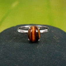 Tiger Eye Ring with 925 Sterling Silver,Silver Ring,Gemstone Ring,Handmade Ring