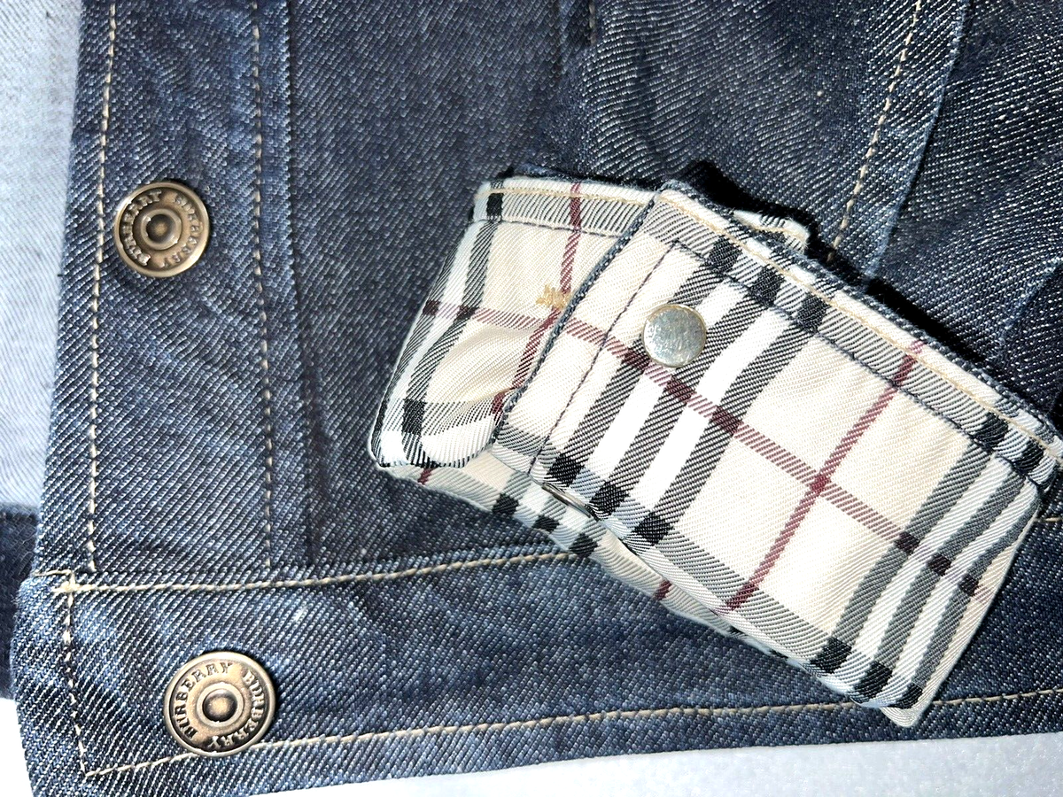 Burberry London Women's Size 4 Denim Jacket Nova Check Trim Burberry London Women's Size 4 Denim Jacket Nova Check Trim