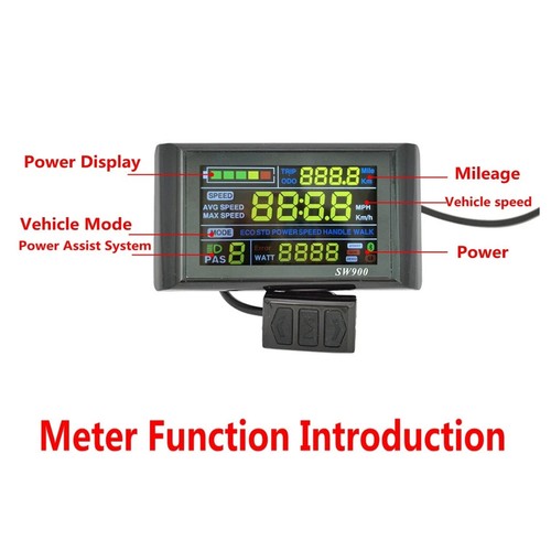 E-Bike SW900 LCD Display 24V/36V/48V/60V LCD Panel Display SM&WP Plug US STOCKdO - Picture 8 of 10