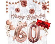 Rose Gold 60th Birthday Decorations for Women - 40" Number Balloons  More