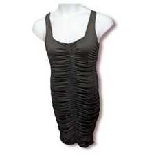 Black Sleeveless Stretch Ruched Bodycon Size L