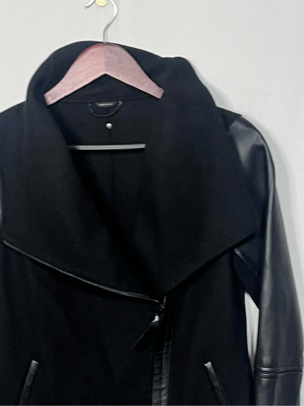 Mackage wool cashmere and leather Vane jacket zip up mod coat Luxury  sz small image 3
