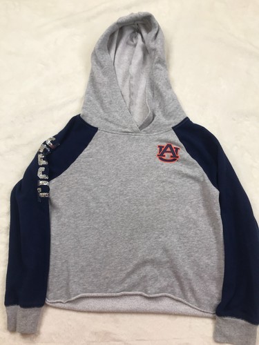 Auburn Tigers 5th & Ocean Crop Hoodie Size 10 Youth Gray Black Sequins 2752 - Picture 1 of 10