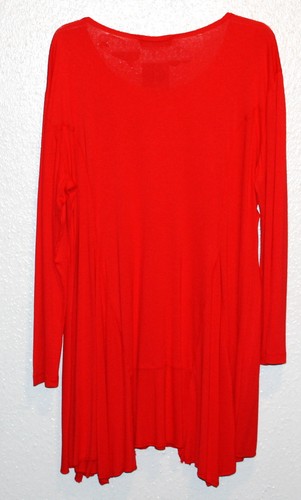 Leicht Viscose Waisted A Camicia Zipfelig Longsleeve rosso forma Lagenlook qYtZvU