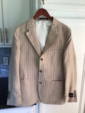 Todd Snyder Ecru Striped Linen Madison Sports Suit Jacket NWT 598, Size 38S