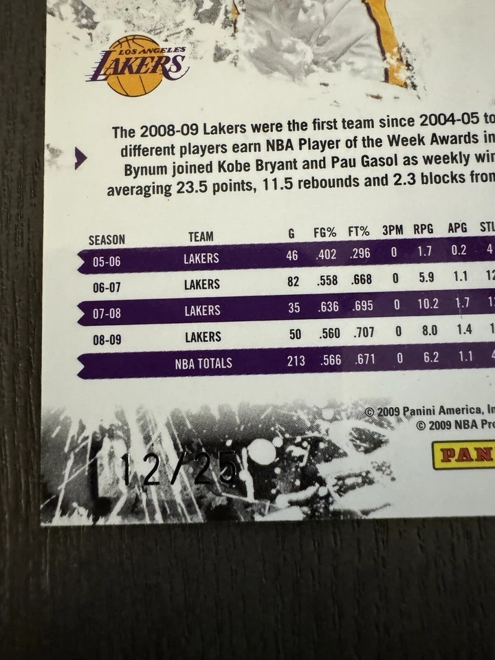 2009-10 Panini Rookies & Stars Longevity Sapphire Blue SP /25 #42 ANDREW BYNUM - Image 3 of 3