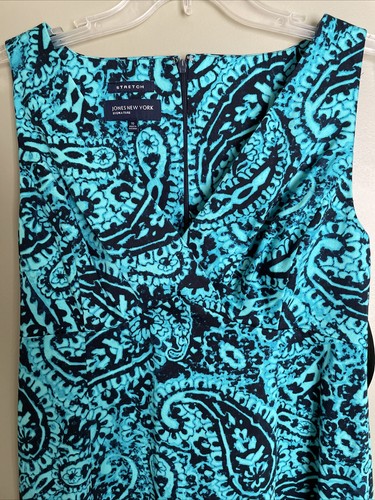 Jones New York Signature Stretch Size 10 Dress NWT Green Black Sleeveless Midi - Picture 3 of 8