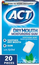 Dry Mouth Moisturizing Gum, 20 Pieces, with Xylitol, Sugar Free Soothing Mint