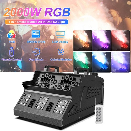 2000W Nebel Seifenblasen Maschine Bubble Fog Machine RGB DMX mit Fernbedienung - Afbeelding 2 van 16