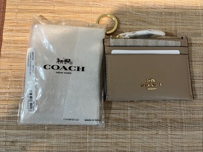 COACH Mini Skinny Women's Leather ID/Card Coin Case Key Wallet Taupe 88250 NWT