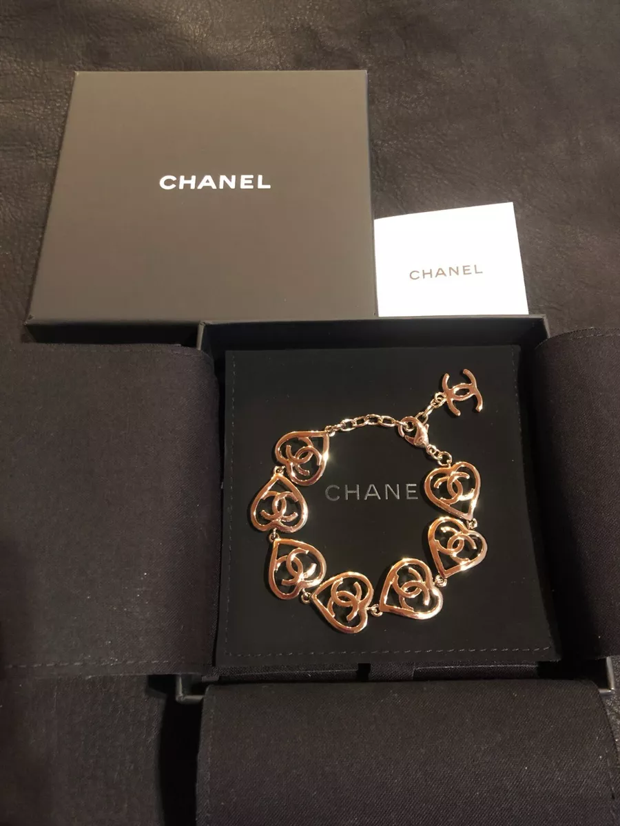 CHANEL Bracelet Bangle AUTH Coco CC Mark Rare Gold 2022 Heart Box Card Logo  F/S