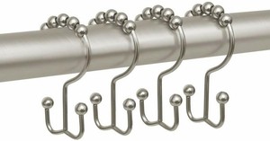 Maytex-Metal-Double-Roller-Glide-Shower-Curtain-Ring-Hooks-Brushed-Nickel-Set