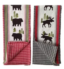 Country Kitchen Towels, Moose and Bear Wilderness Lodge Decor, by Kay Dee Design