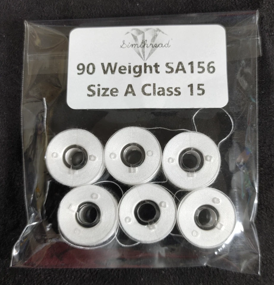 90WT White Black Prewound Bobbin Size A Class 15 Polyester Brother SA156 6 or 12 - Image 3 of 4