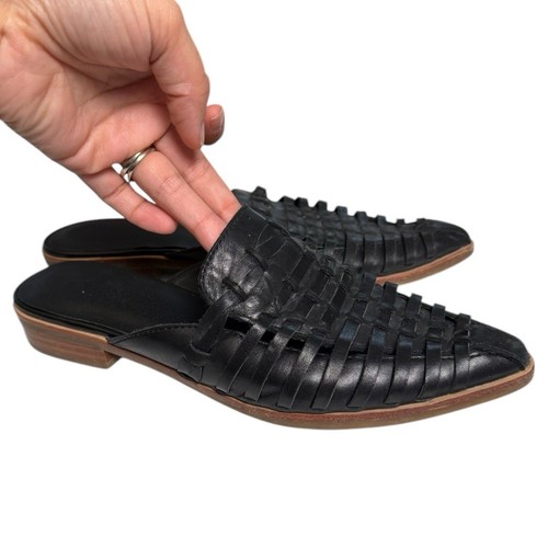 Treasure & Bond Women Black Basket Weave Slip-On Comfort Mules Flats 8.5 - Picture 4 of 9