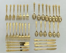 Vintage Korea 37 Piece Rogers Gold Plated Stainless Flatware (Missing 3 pieces)