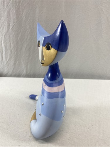 Goebel Rosina Wachtmeister Cat Figurine Statue 17cm 7” Blue & Gold Enrico - Picture 2 of 7