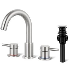 IUERASD Bathroom Faucet 3 Hole, Brushed Nickel Sink 1-Brushed
