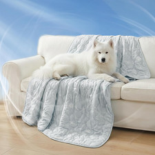 Cooling Dog Blanket - Ice Silk, Reversible, Machine Washable, 40''x60'' Misty Gr