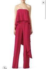 Halston Heritage Wildberry Flow Women’s Jumpsuit Size 6 Small Wide Leg Boning