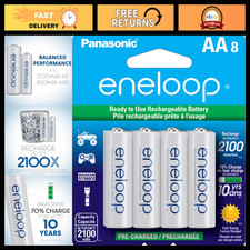 Rechargeable AA Ni-MH Batteries 2100 Cycle - 8-Pack Pre-Charged for Long Life
