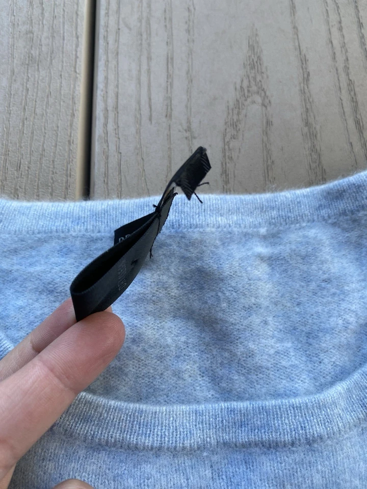 Suéter Preswick & Moore para mujer 100 % azul cachemir cuello redondo talla mediana acogedor Foto 3 de 4