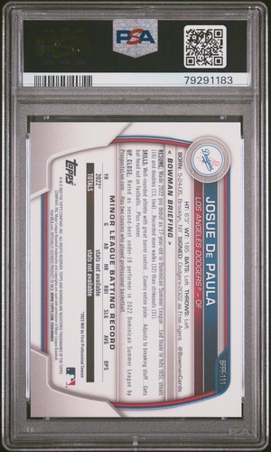 Josue De Paula 2023 Bowman 1st Edition #BPPF111 PSA 10 - Picture 2 of 2