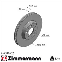 2X Zimmermann 610.3706.20 Bremsscheibe FüR Volvo V70 S60 XC90 275 285 384