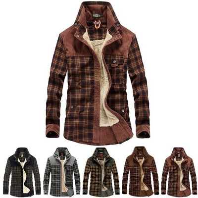 Herren Fleece Thermohemd Warm Flanellhemd Holzfällerjacke Thermojacke Outdoor
