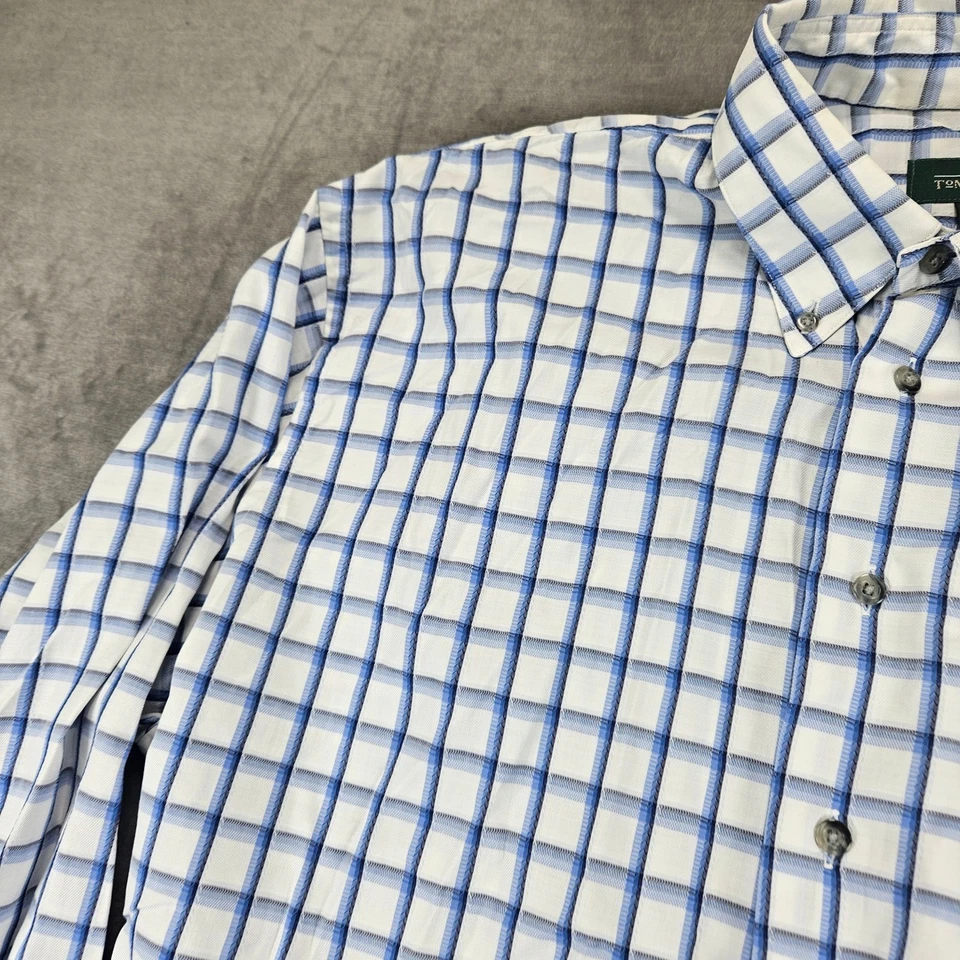 Camisa Tom James Vestido a Cuadros con Botones Manga Larga Preppy Hecha en EE. UU. XL Foto 3 de 4