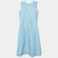 Ganni Blue Taffeta Sleeveless Midi Dress L