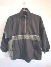   VTG 90s Nike Windbreaker Jacket Youth Medium 10-12 Center Swoosh Black Green